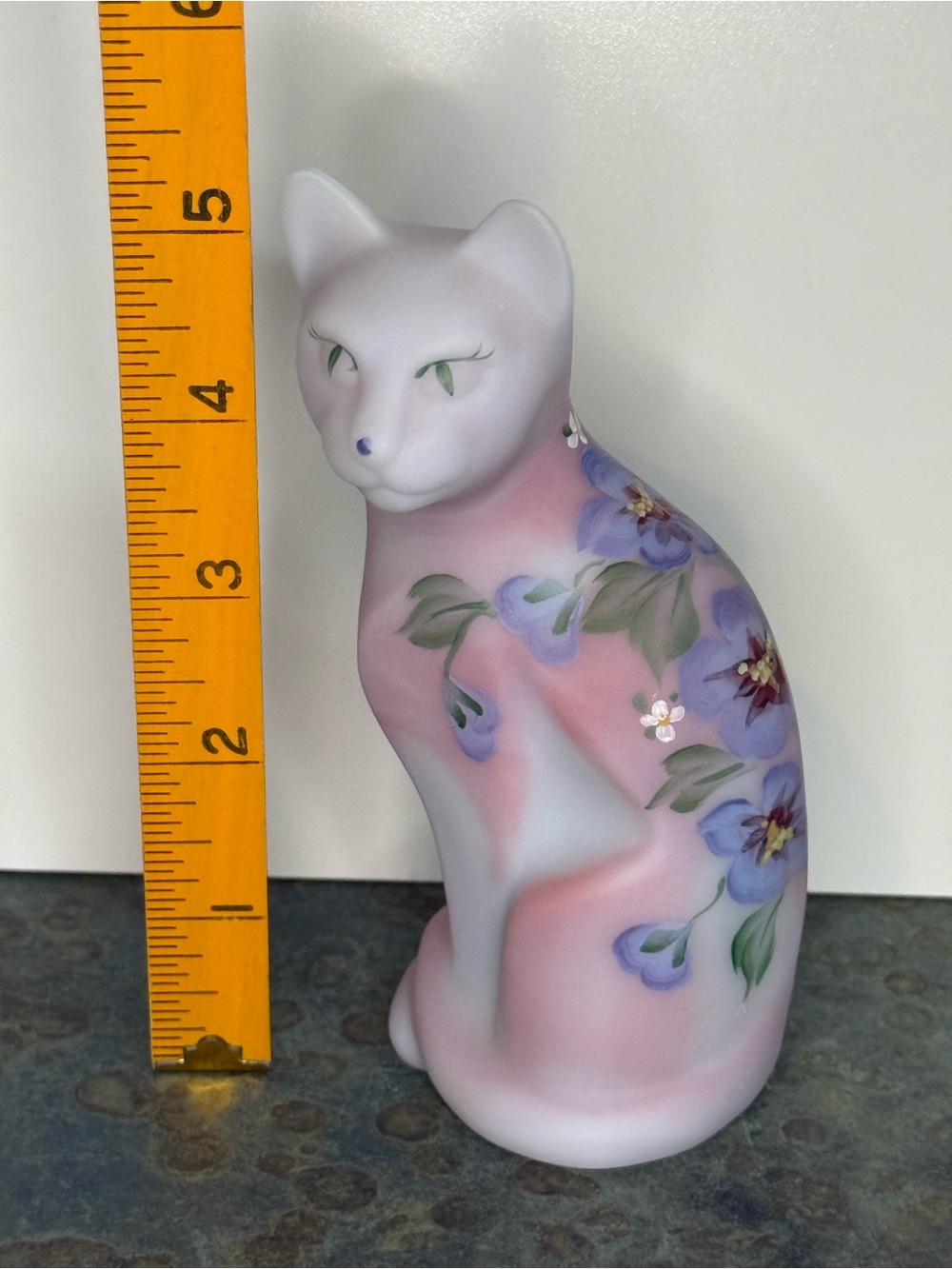 Fenton Hand painted Burmese Satin Glass Cat Figurine - Picture 4 of 7